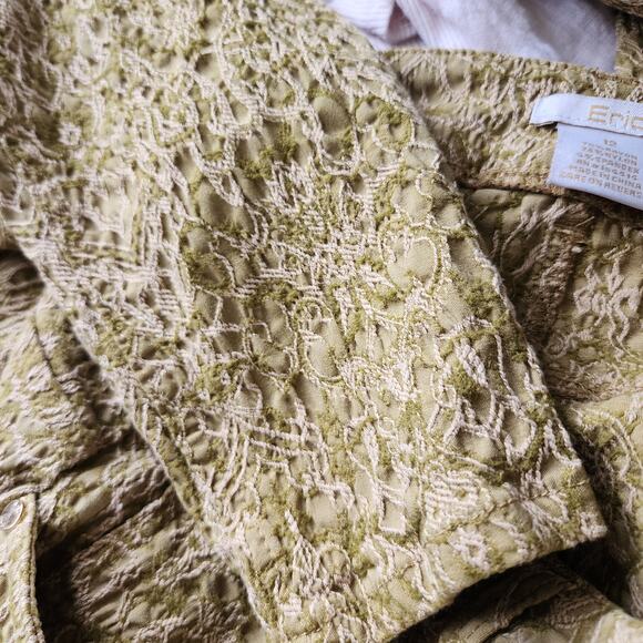 Eric Green Stretch Jeans with Cream Embroidery Skinny Mid Rise Size 12 - Picture 7 of 7